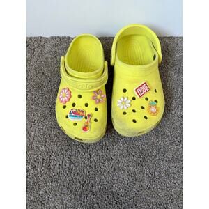 Yellow Crocs Sandals with Charms- Size Women's 6